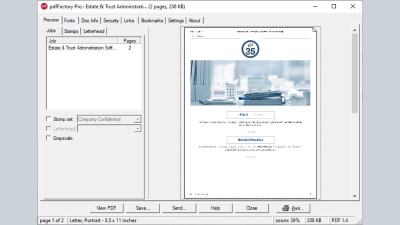 pdfFactory Pro giúp tạo, ghép và bảo mật file PDF chuyên nghiệp trên Windows, hỗ trợ watermark, đánh số trang và mã hóa tài liệu